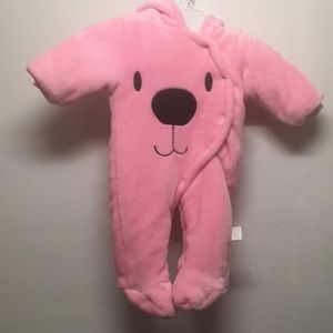 NWOT Pink Teddy Bear Baby Bunting: Size 6-9months